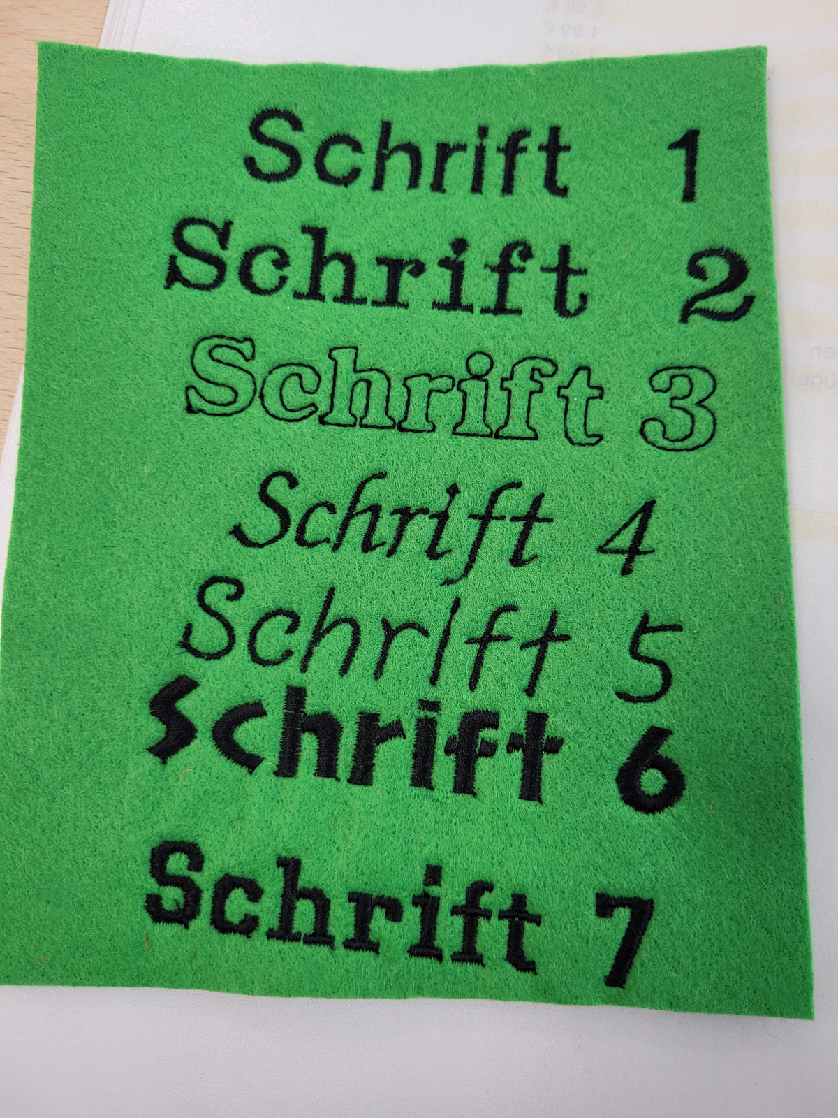 Bestickung Buchstaben und Zahlen