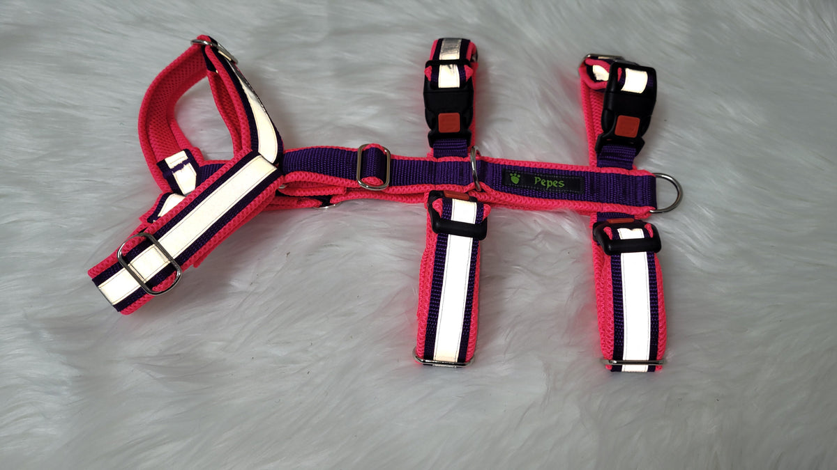 Sicherheitsgeschirr Gr. M mit Reflektorband (aus 25 mm breitem Gurtband) mit Metall Schiebern
