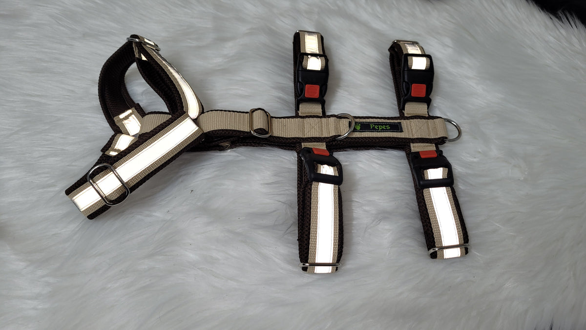 Sicherheitsgeschirr Gr. L mit Reflektorband (aus 25 mm breitem Gurtband) mit Metall Schiebern
