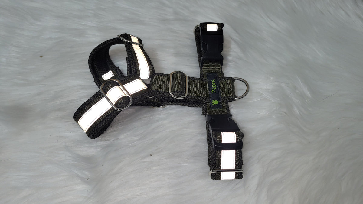 Führgeschirr Gr. S mit Reflektorband (aus 25 mm breitem Gurtband) mit Metall Schiebern